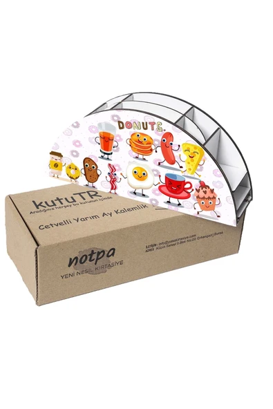 Notpa Ahşap Vip Donutlar Gökkuşağı Cetvelli Masaüstü Kalemlik Çocuklar Için Organizer Vip67 - Resim 5