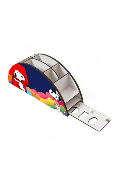 Notpa Ahşap Vip Snopy Joe Cool Gökkuşağı Cetvelli Masaüstü Kalemlik Çocuklar Için Organizer Vip49 - Resim 4