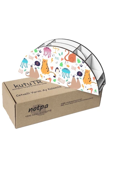 Notpa Ahşap Vip Hayvan Love Gökkuşağı Cetvelli Masaüstü Kalemlik Çocuklar Için Organizer Vip171 - Resim 3