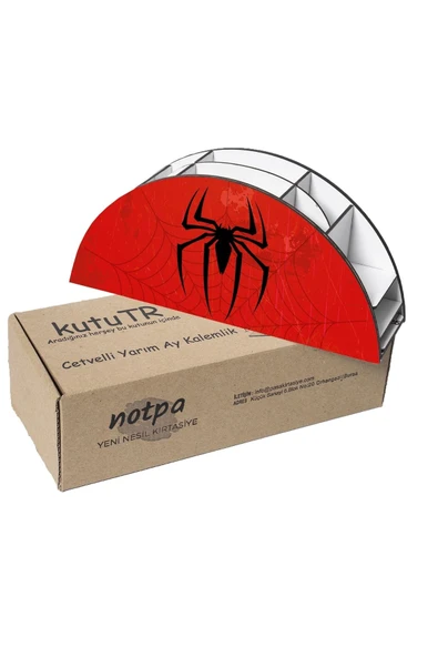 kutuTR Ahşap Vip Örümcek Adam Serisi Gökkuşağı Cetvelli Masaüstü Kalemlik Çocuklar Için Organizer Montajlı - Resim 7