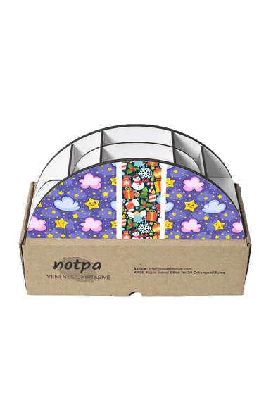 Notpa Ahşap Vip Hediye Paket Gökkuşağı Cetvelli Masaüstü Kalemlik Organizer Vip134 - Resim 5