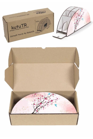 Notpa Ahşap Vip Kirazdalı Gökkuşağı Cetvelli Masaüstü Kalemlik Organizer Vip122 - Resim 8