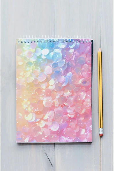 kutuTR Pembe Taşlar Ahşap Mdf Kapaklı 80 Yaprak Çizgili 14x21 Vip Bloknot 70gr/m2 Ç-OB19