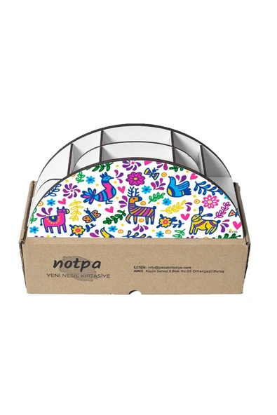 Notpa Ahşap Vip Renkli Hayvanlar Gökkuşağı Cetvelli Masaüstü Kalemlik Organizer Vip150 - Resim 5