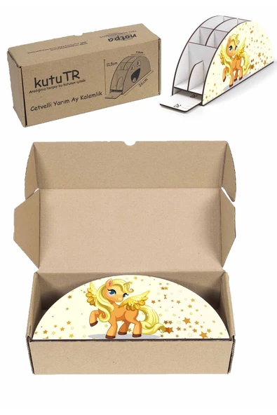 kutuTR Ahşap Vip Unicornserisi Gökkuşağı Cetvelli Masaüstü Kalemlik Çocuklar Için Organizer Montajlı Kutulu - Resim 6
