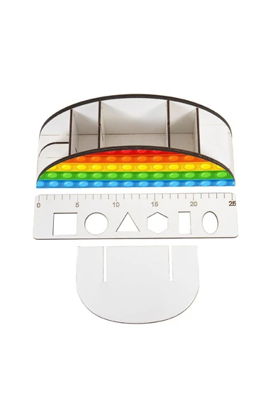 Notpa Ahşap Vip Popit Gökkuşağı Cetvelli Masaüstü Kalemlik Çocuklar Için Organizer Vip70 - Resim 4