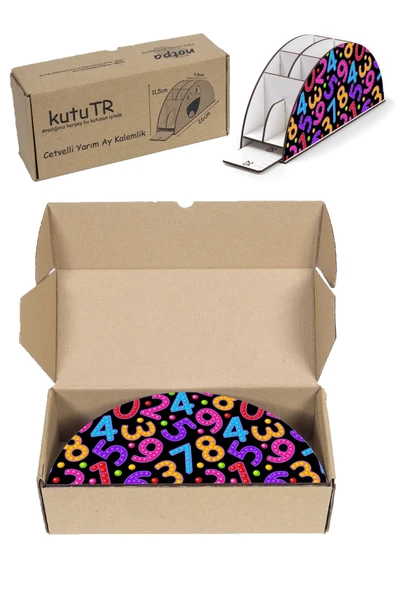 Notpa Ahşap Vip Sayılar Gökkuşağı Cetvelli Masaüstü Kalemlik Çocuklar Için Organizer Vip107 - Resim 8