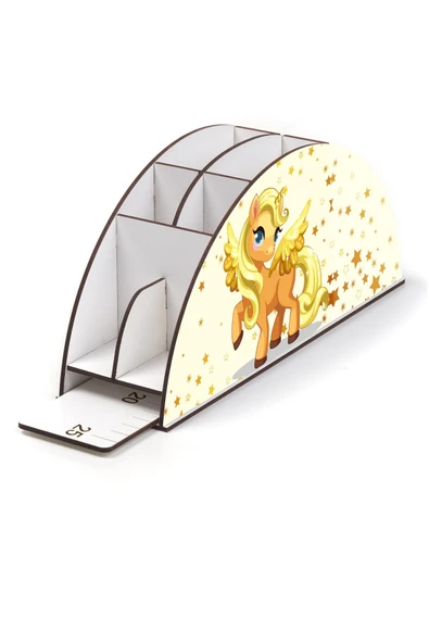 kutuTR Ahşap Vip Unicornserisi Gökkuşağı Cetvelli Masaüstü Kalemlik Çocuklar Için Organizer Montajlı Kutulu - Resim 7