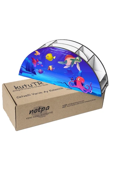 Notpa Ahşap Vip Denizaltı Alemi Gökkuşağı Cetvelli Masaüstü Kalemlik Çocuklar Için Organizer Vip8 - Resim 6