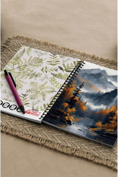 kutuTR Orman Ahşap Mdf Kapaklı 100 Yaprak Çizgili 15x21 Vip Modelist Defter 80gr/m2 Ç516 - Resim 6