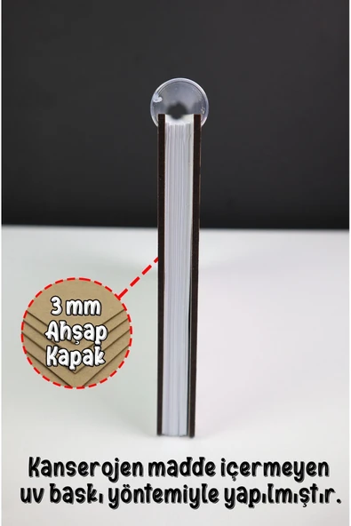 kutuTR Gemici Desenli Ahşap Mdf Kapaklı 100 Yaprak Kareli 15x21 Vip Modelist Defter 80gr/m2 K523 - Resim 7