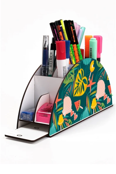 Notpa Ahşap Vip Meyve Desenli Gökkuşağı Cetvelli Masaüstü Kalemlik Organizer Vip148 ürün görseli 1