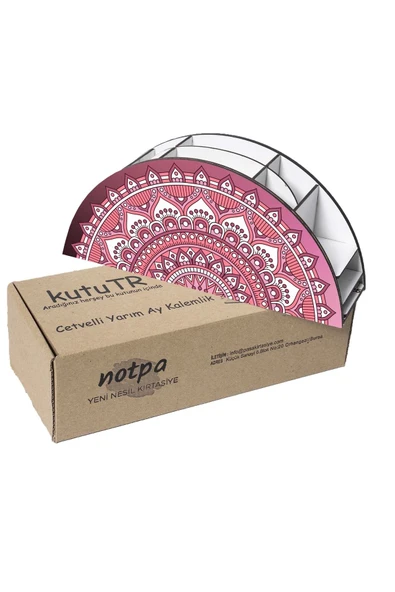 Notpa Ahşap Vip Çini Desenli Gökkuşağı Cetvelli Masaüstü Kalemlik Organizer Vip21 - Resim 6