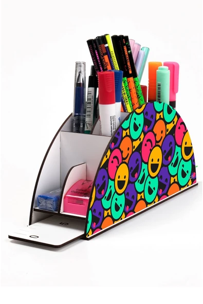 kutuTR Ahşap Vip Öğrenci Seri Gökkuşağı Cetvelli Masaüstü Kalemlik Çocuklar Için Organizer Montajlı Kutulu ürün görseli 1