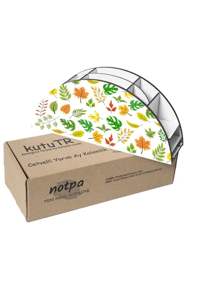 Notpa Ahşap Vip Yapraklar Gökkuşağı Cetvelli Masaüstü Kalemlik Organizer Vip46 - Resim 6