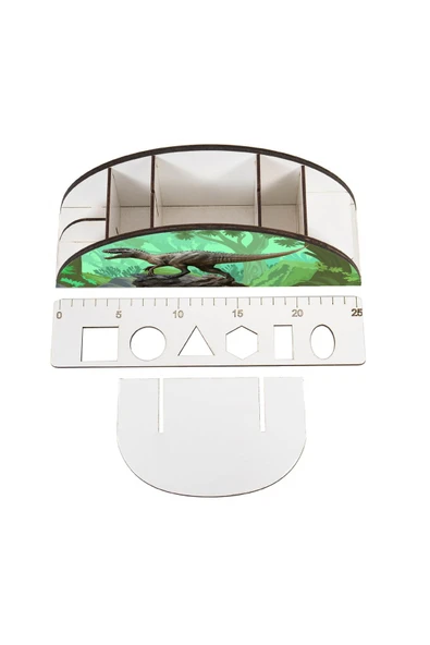 Notpa Ahşap Vip Dinazor Ormanda Gökkuşağı Cetvelli Masaüstü Kalemlik Çocuklar Için Organizer Vip29 - Resim 5