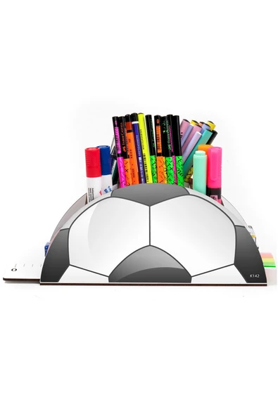 kutuTR Ahşap Vip Spor Serisi Gökkuşağı Cetvelli Masaüstü Kalemlik Organizer Montajlı Kutulu - Resim 2