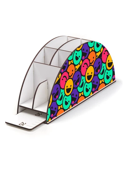 kutuTR Ahşap Vip Öğrenci Seri Gökkuşağı Cetvelli Masaüstü Kalemlik Çocuklar Için Organizer Montajlı Kutulu - Resim 3