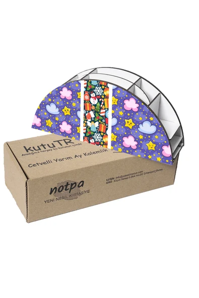 Notpa Ahşap Vip Hediye Paket Gökkuşağı Cetvelli Masaüstü Kalemlik Organizer Vip134 - Resim 6