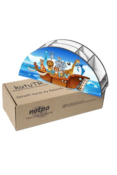 Notpa Ahşap Vip Hayvanlar Gemide Gökkuşağı Cetvelli Masaüstü Kalemlik Çocuklar Için Organizer Vip10 - Resim 6