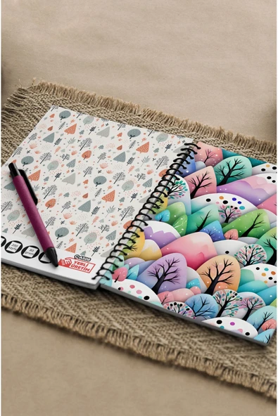 kutuTR Ağaçlar Ahşap Mdf Kapaklı 100 Yaprak Kareli 15x21 Vip Modelist Defter 80gr/m2 K508 - Resim 6