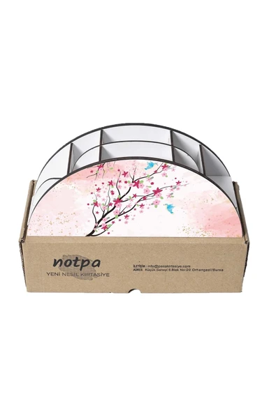 Notpa Ahşap Vip Kirazdalı Gökkuşağı Cetvelli Masaüstü Kalemlik Organizer Vip122 - Resim 5