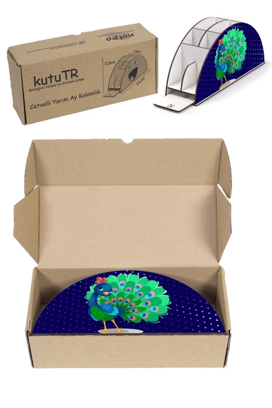 Notpa Ahşap Vip Tavus Kuşu Gökkuşağı Cetvelli Masaüstü Kalemlik Organizer Vip12 - Resim 8