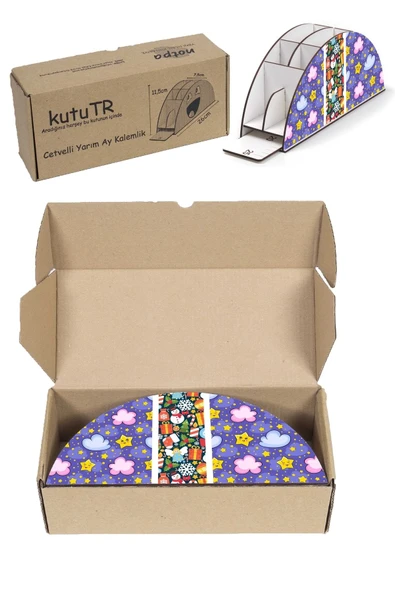Notpa Ahşap Vip Hediye Paket Gökkuşağı Cetvelli Masaüstü Kalemlik Organizer Vip134 - Resim 8
