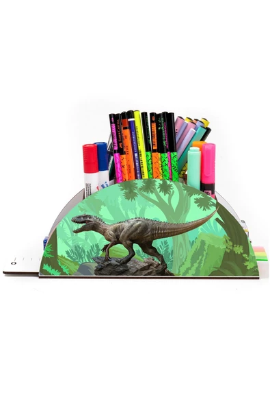 Notpa Ahşap Vip Dinazor Ormanda Gökkuşağı Cetvelli Masaüstü Kalemlik Çocuklar Için Organizer Vip29 - Resim 2