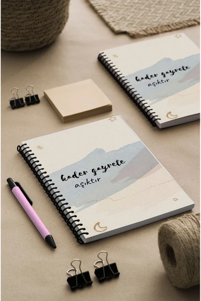 kutuTR Kader Gayrete Aşıktır Ahşap Mdf Kapaklı 100 Yaprak Çizgili 15x21 Vip Modelist Defter 80gr/m2 Ç524