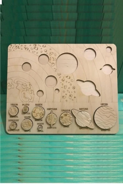 Notpa Ahşap Güneş Sistemi Gezegenler Sistemi Eğitici Puzzle Yapboz - 3