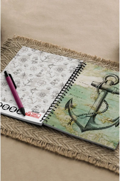 kutuTR Gemici Desenli Ahşap Mdf Kapaklı 100 Yaprak Kareli 15x21 Vip Modelist Defter 80gr/m2 K523 - Resim 6