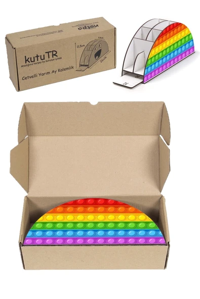 Notpa Ahşap Vip Popit Gökkuşağı Cetvelli Masaüstü Kalemlik Çocuklar Için Organizer Vip70 - Resim 8