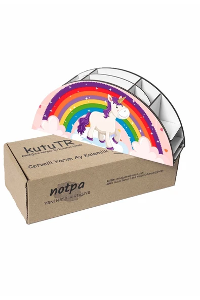 Notpa Ahşap Vip Gülen At Gökkuşağı Cetvelli Masaüstü Kalemlik Çocuklar Için Organizer Vip37 - Resim 6