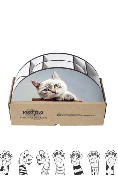 Notpa Ahşap Vip Şirin Kedi Gökkuşağı Cetvelli Masaüstü Kalemlik Organizer Vip127 - Resim 5