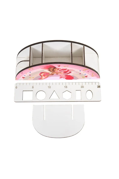 Notpa Ahşap Vip Arkadaş Unicorn Gökkuşağı Cetvelli Masaüstü Kalemlik Çocuklar Için Organizer Vip52 - Resim 4