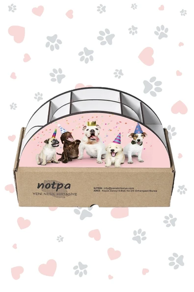 Notpa Ahşap Vip Partici Köpekler Gökkuşağı Cetvelli Masaüstü Kalemlik Organizer Vip130 - Resim 5