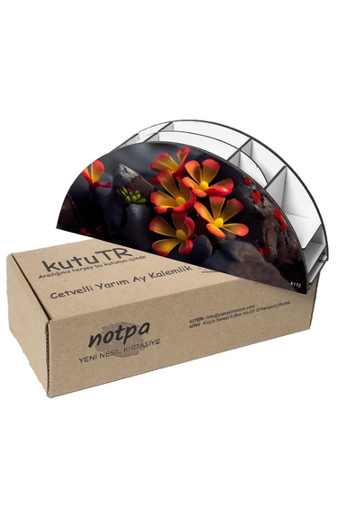 Notpa Ahşap Vip Taş Ve Çiçek Gökkuşağı Cetvelli Masaüstü Kalemlik Organizer Vip172 - Resim 3