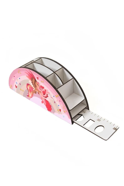 Notpa Ahşap Vip Arkadaş Unicorn Gökkuşağı Cetvelli Masaüstü Kalemlik Çocuklar Için Organizer Vip52 - Resim 5