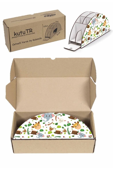 Notpa Ahşap Vip Hayvanlar Gökkuşağı Cetvelli Masaüstü Kalemlik Organizer Vip157 - Resim 8