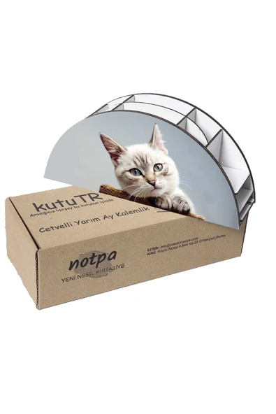 Notpa Ahşap Vip Şirin Kedi Gökkuşağı Cetvelli Masaüstü Kalemlik Organizer Vip127 - Resim 6