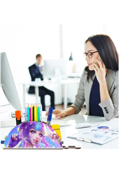 Notpa Ahşap Zafer Anime Kızı Gökkuşağı Cetvelli Masaüstü Kalemlik Kutu Çocuklar Için Organizer Gk60 ürün görseli 1