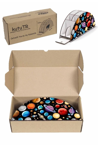 Notpa Ahşap Vip Galaksi Gökkuşağı Cetvelli Masaüstü Kalemlik Organizer Vip50 - Resim 8