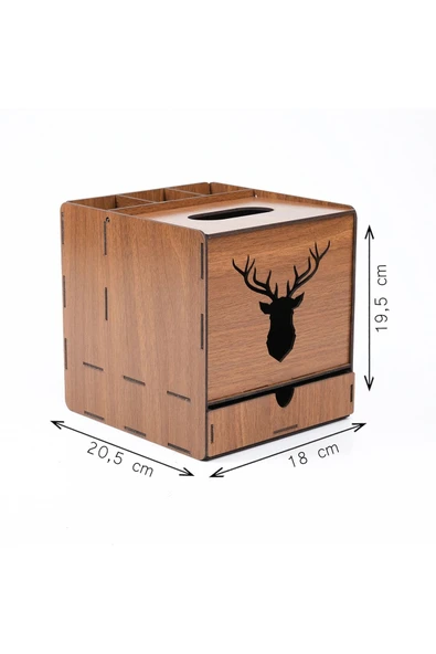 Notpa Ahşap Masaüstü Geyikli Desenli Organizer Kalemlik Set 4 Parça (montajı Yapılmış Şekilde Gönderim) - Resim 4