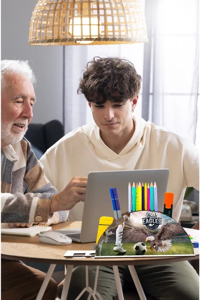 Notpa Ahşap Kara Kartal Gökkuşağı Cetvelli Masaüstü Kalemlik Kutu Çocuklar Için Organizer Gk44 ürün görseli 1