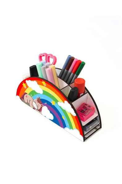 Notpa Ahşap Vip Uyuyan Unicorn Cetvelli Masaüstü Kalemlik Kutu Çocuklar Için Organizer Vip3 - Resim 3