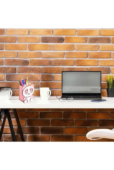 Notpa Panda Masaüstü Kalemlik Pembe-beyaz - Resim 2