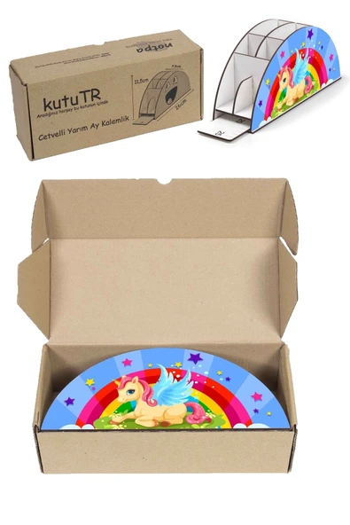 Notpa Ahşap Vip Kanatlı Unicorn Gökkuşağı Cetvelli Masaüstü Kalemlik Çocuklar Için Organizer Vip25 - Resim 8