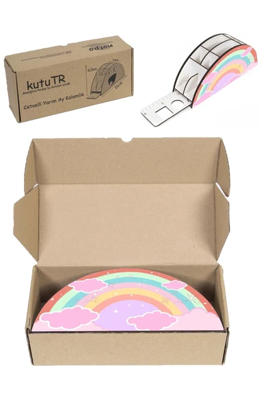 Notpa Ahşap Vip Masal Gökkuşağı Cetvelli Masaüstü Kalemlik Organizer Vip2 - Resim 8