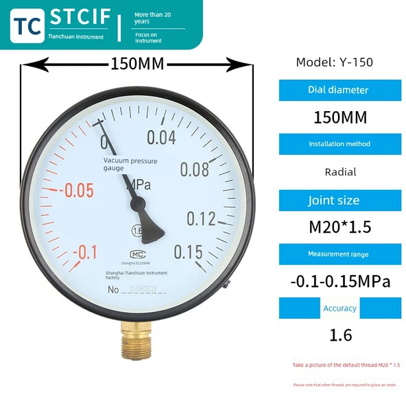 Y-150 Basınç Ölçer - -0.1 + 0.15MPa